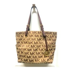 Michael Kors Beige Monogram Signature Handbag